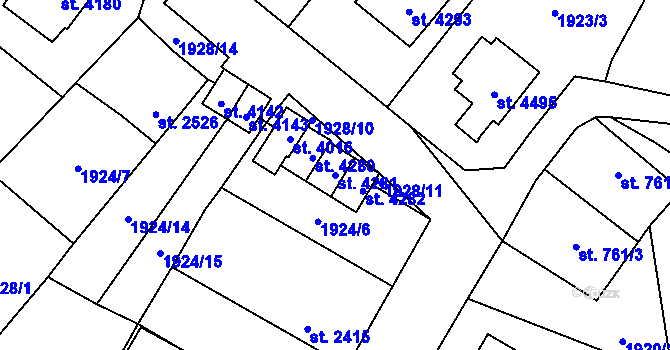 Parcela st. 4281 v KÚ Aš, Katastrální mapa