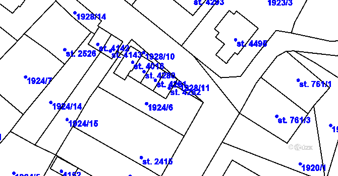 Parcela st. 4282 v KÚ Aš, Katastrální mapa
