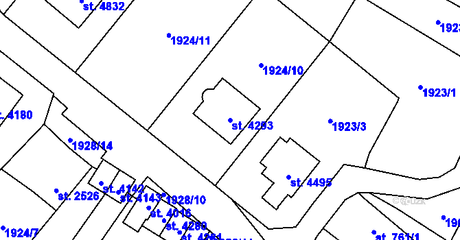 Parcela st. 4293 v KÚ Aš, Katastrální mapa