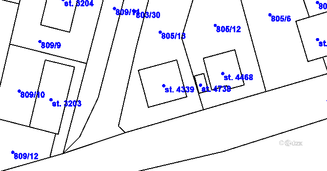 Parcela st. 4339 v KÚ Aš, Katastrální mapa