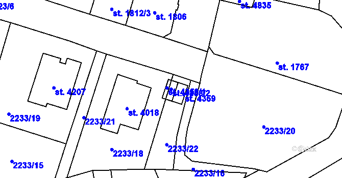 Parcela st. 4358/2 v KÚ Aš, Katastrální mapa