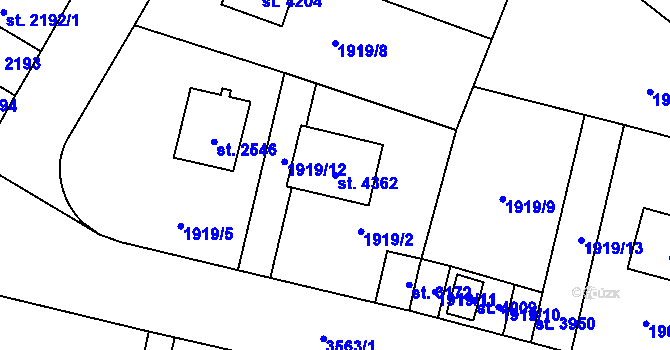Parcela st. 4362 v KÚ Aš, Katastrální mapa