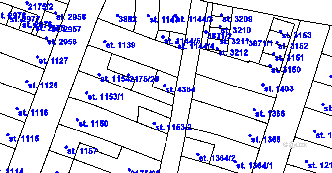 Parcela st. 4364 v KÚ Aš, Katastrální mapa