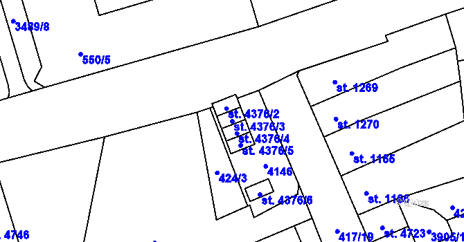 Parcela st. 4376/3 v KÚ Aš, Katastrální mapa