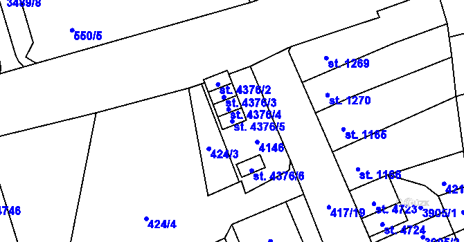 Parcela st. 4376/5 v KÚ Aš, Katastrální mapa