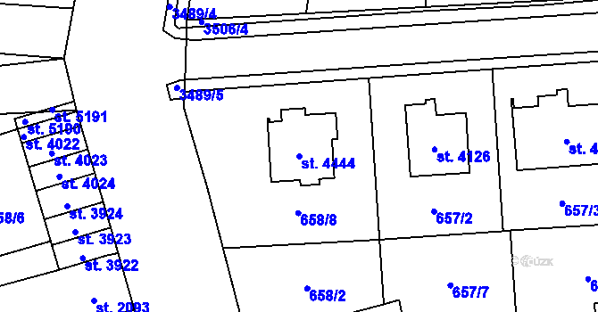 Parcela st. 4444 v KÚ Aš, Katastrální mapa