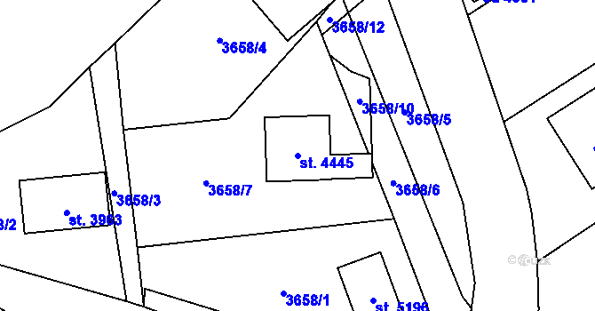 Parcela st. 4445 v KÚ Aš, Katastrální mapa