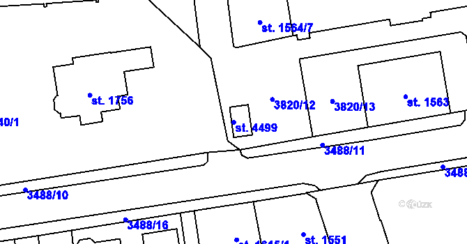 Parcela st. 4499 v KÚ Aš, Katastrální mapa