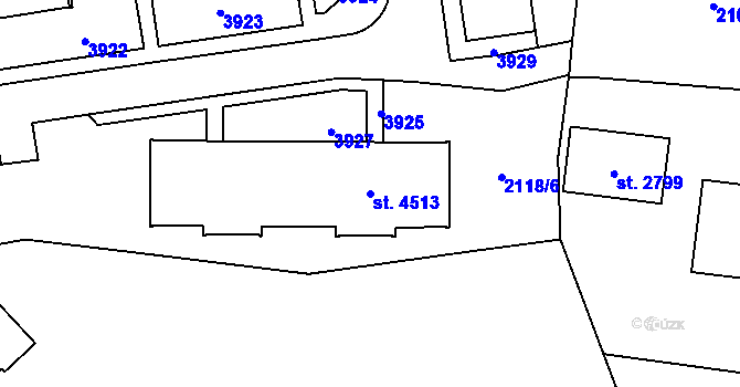 Parcela st. 4513 v KÚ Aš, Katastrální mapa