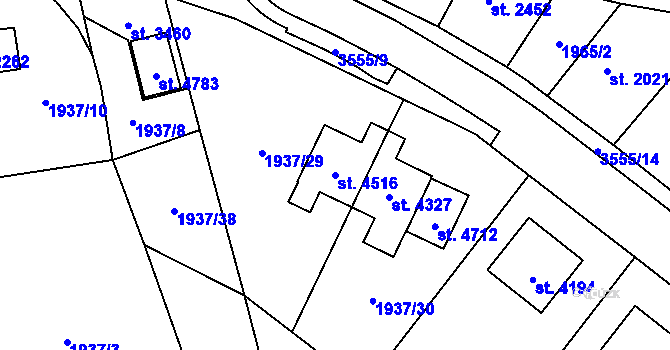 Parcela st. 4516 v KÚ Aš, Katastrální mapa