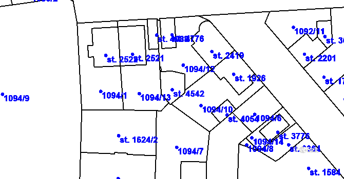 Parcela st. 4542 v KÚ Aš, Katastrální mapa