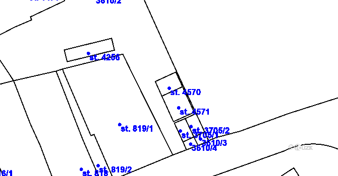 Parcela st. 4570 v KÚ Aš, Katastrální mapa