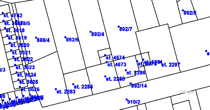 Parcela st. 4674 v KÚ Aš, Katastrální mapa
