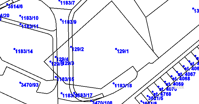 Parcela st. 129 v KÚ Aš, Katastrální mapa