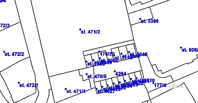 Parcela st. 178/20 v KÚ Aš, Katastrální mapa