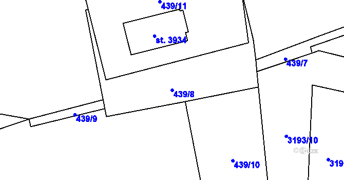 Parcela st. 439/8 v KÚ Aš, Katastrální mapa