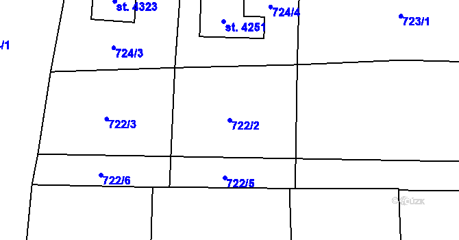 Parcela st. 722/2 v KÚ Aš, Katastrální mapa