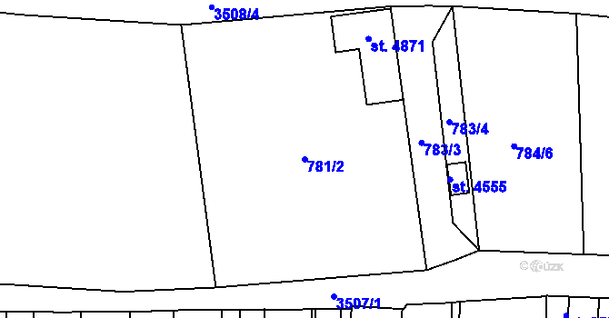 Parcela st. 781/2 v KÚ Aš, Katastrální mapa