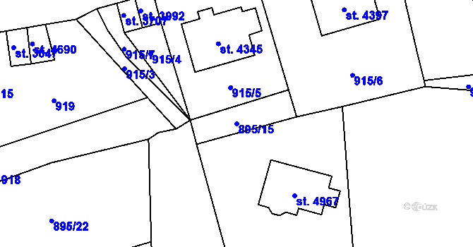 Parcela st. 895/15 v KÚ Aš, Katastrální mapa
