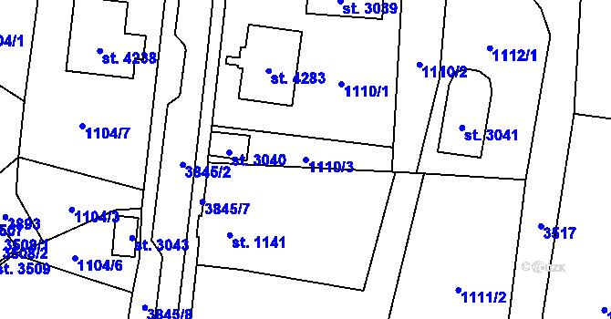 Parcela st. 1110/3 v KÚ Aš, Katastrální mapa