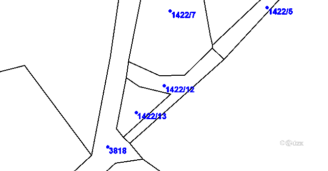 Parcela st. 1422/12 v KÚ Aš, Katastrální mapa