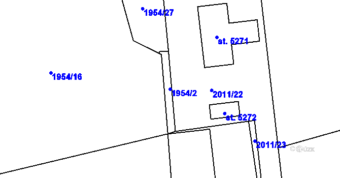 Parcela st. 1954/2 v KÚ Aš, Katastrální mapa