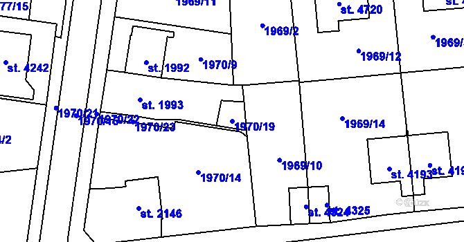 Parcela st. 1970/19 v KÚ Aš, Katastrální mapa