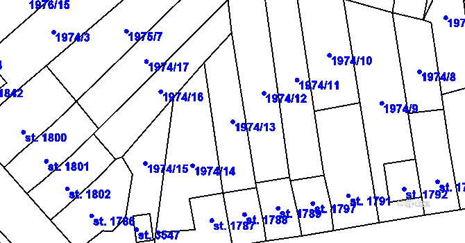 Parcela st. 1974/13 v KÚ Aš, Katastrální mapa