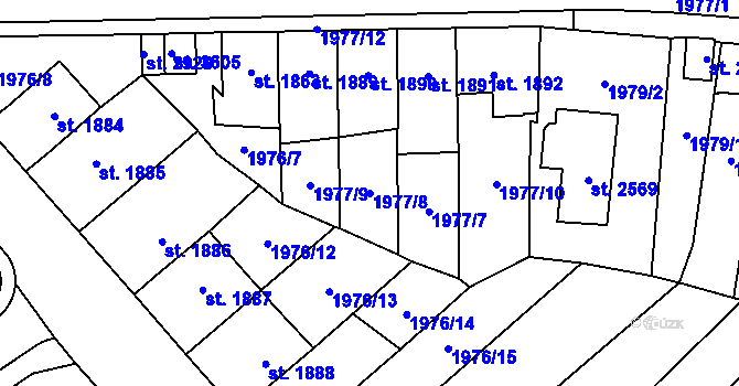 Parcela st. 1977/8 v KÚ Aš, Katastrální mapa