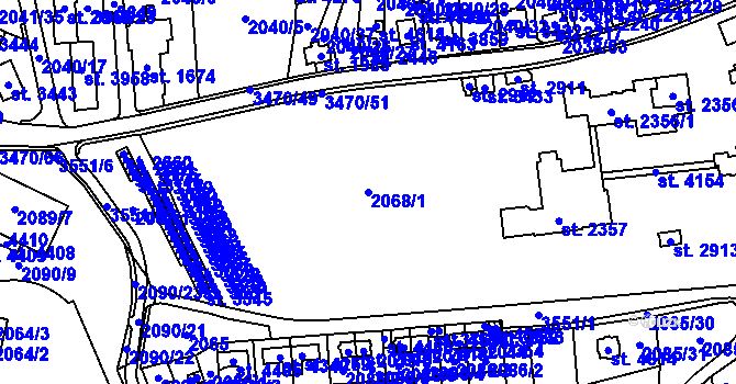Parcela st. 2068/1 v KÚ Aš, Katastrální mapa