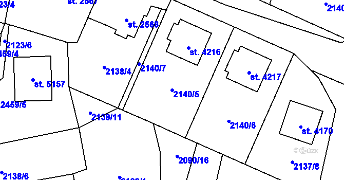 Parcela st. 2140/5 v KÚ Aš, Katastrální mapa