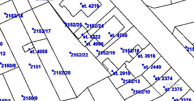 Parcela st. 2152/19 v KÚ Aš, Katastrální mapa