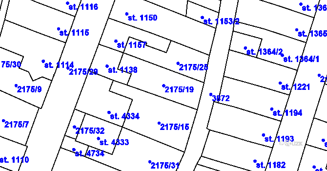 Parcela st. 2175/19 v KÚ Aš, Katastrální mapa
