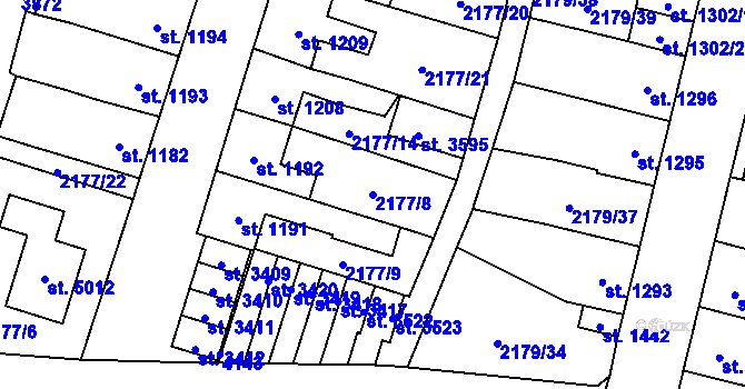 Parcela st. 2177/8 v KÚ Aš, Katastrální mapa