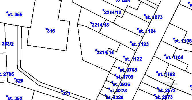 Parcela st. 2214/14 v KÚ Aš, Katastrální mapa