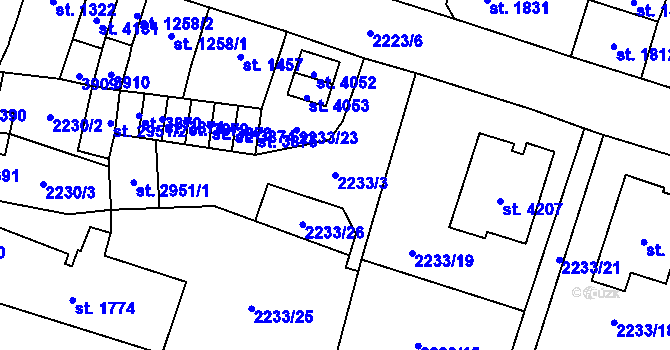 Parcela st. 2233/3 v KÚ Aš, Katastrální mapa
