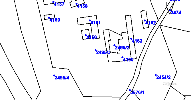 Parcela st. 2495/3 v KÚ Aš, Katastrální mapa