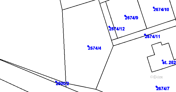 Parcela st. 2674/4 v KÚ Aš, Katastrální mapa