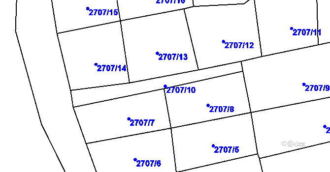 Parcela st. 2707/10 v KÚ Aš, Katastrální mapa