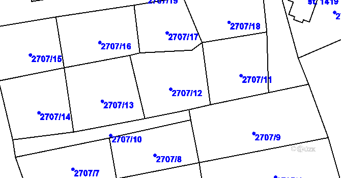 Parcela st. 2707/12 v KÚ Aš, Katastrální mapa