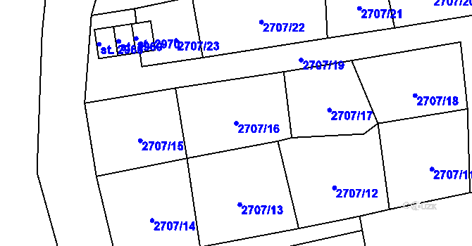 Parcela st. 2707/16 v KÚ Aš, Katastrální mapa