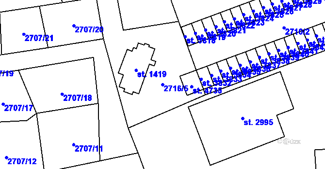 Parcela st. 2716/5 v KÚ Aš, Katastrální mapa