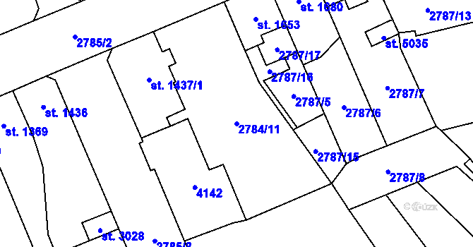 Parcela st. 2784/11 v KÚ Aš, Katastrální mapa
