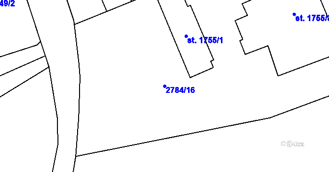 Parcela st. 2784/16 v KÚ Aš, Katastrální mapa