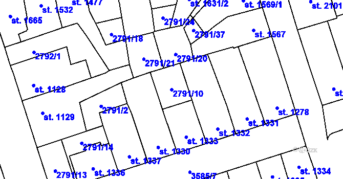 Parcela st. 2791/10 v KÚ Aš, Katastrální mapa