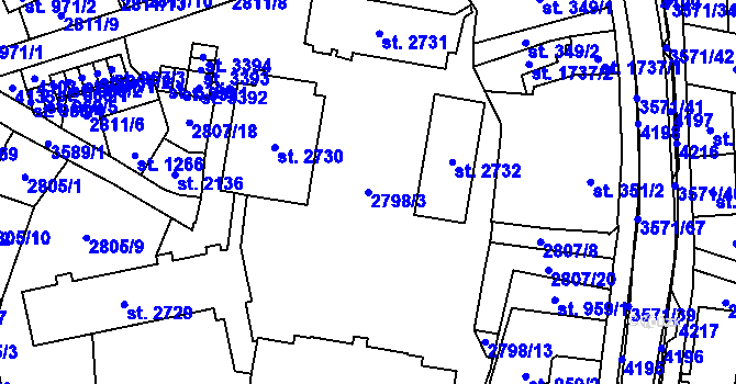 Parcela st. 2798/3 v KÚ Aš, Katastrální mapa