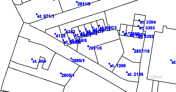 Parcela st. 2811/6 v KÚ Aš, Katastrální mapa