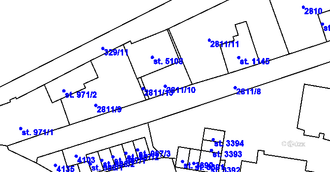 Parcela st. 2811/10 v KÚ Aš, Katastrální mapa