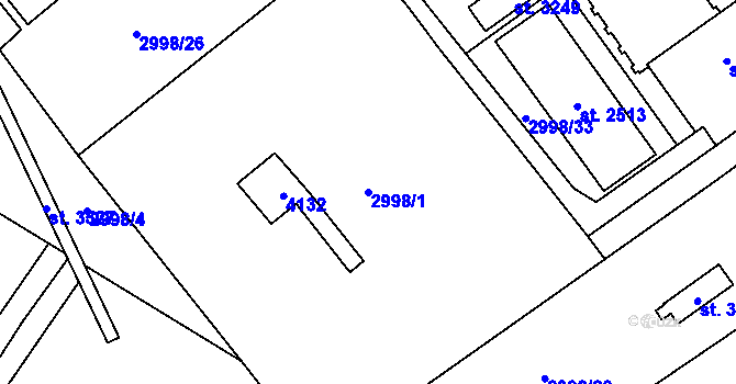 Parcela st. 2998/1 v KÚ Aš, Katastrální mapa