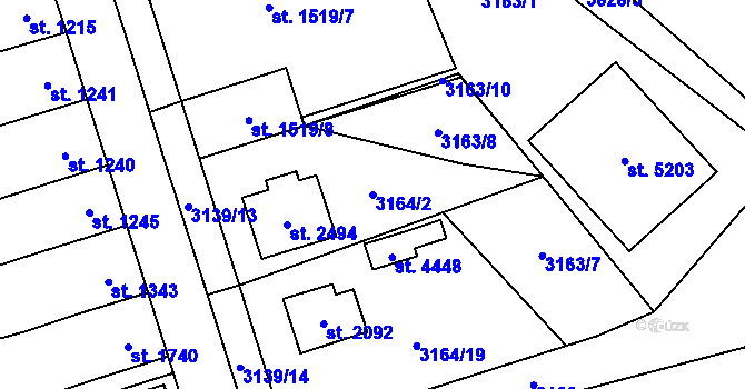 Parcela st. 3164/2 v KÚ Aš, Katastrální mapa